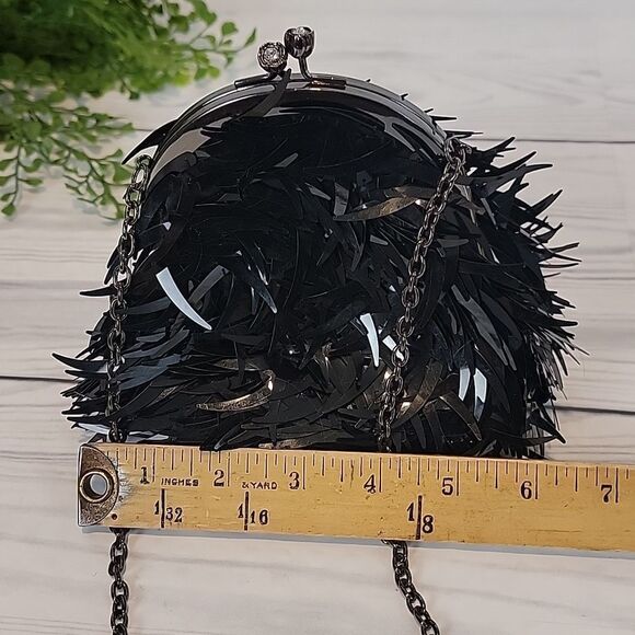 Franchi black sequined mini clutch with chain - Picture 11 of 11